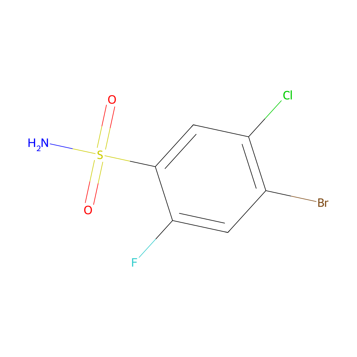 4-Bromo-5-chloro-2-fluorobenzenesulfonamide molecular structure, CAS 1208077-35-3