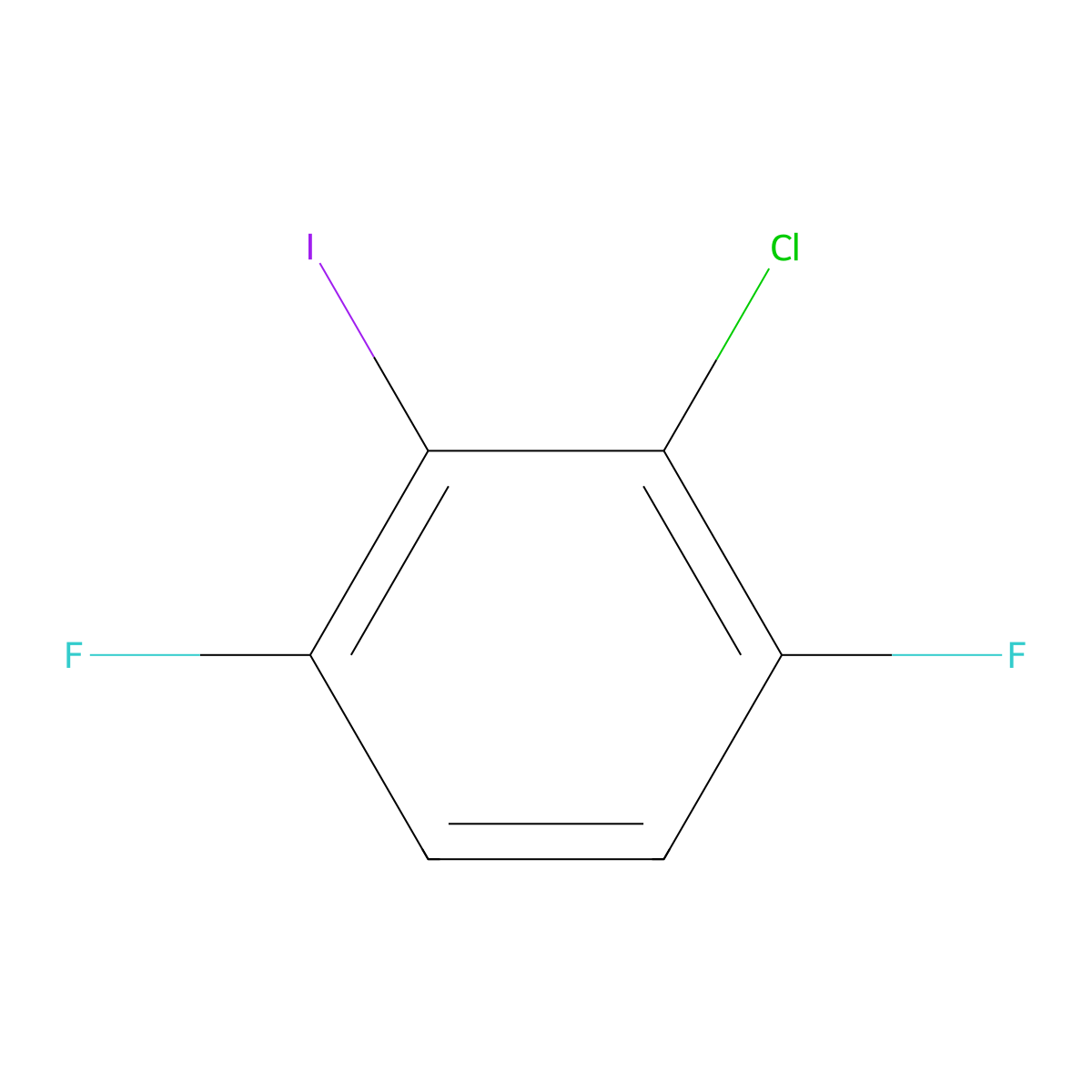 2-Chloro-1,4-difluoro-3-iodobenzene molecular structure, CAS 1208077-36-4