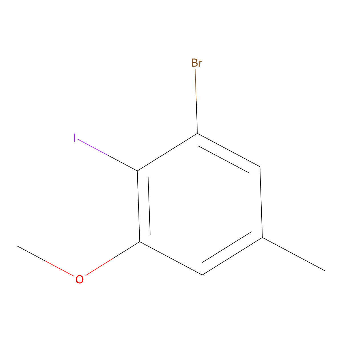 1-Bromo-2-iodo-3-methoxy-5-methylbenzene molecular structure, CAS 1208077-51-3