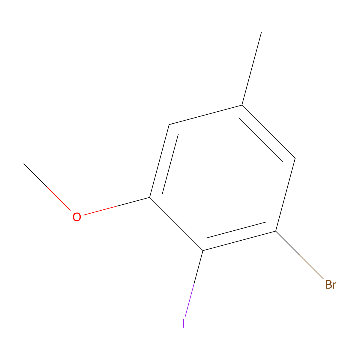 1-Bromo-2-iodo-3-methoxy-5-methylbenzene molecular structure, CAS 1208077-51-3