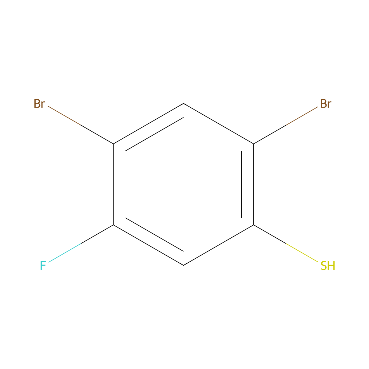 2,4-Dibromo-5-fluorobenzenethiol molecular structure, CAS 1208077-86-4