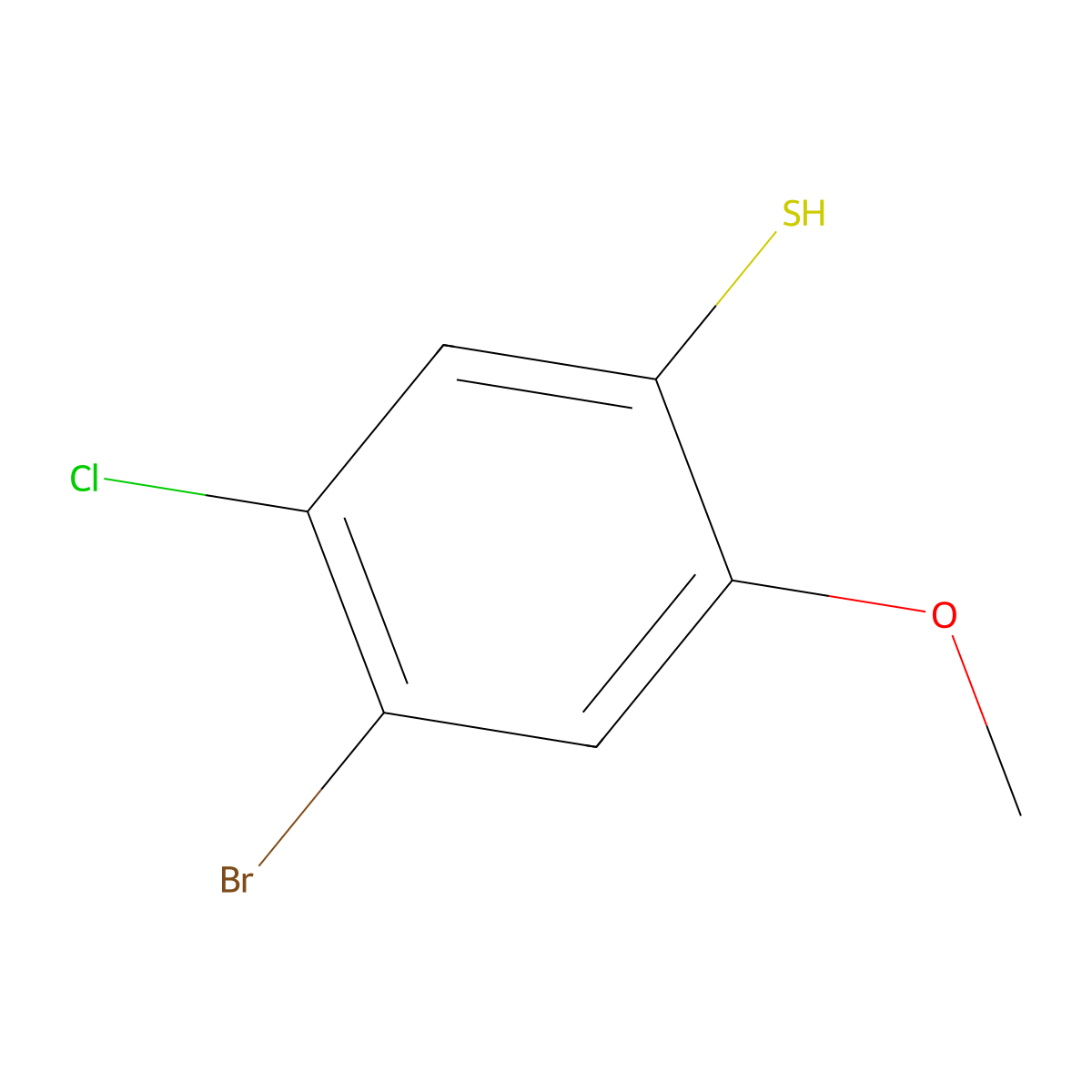 4-Bromo-5-chloro-2-methoxybenzenethiol molecular structure, CAS 1208077-90-0