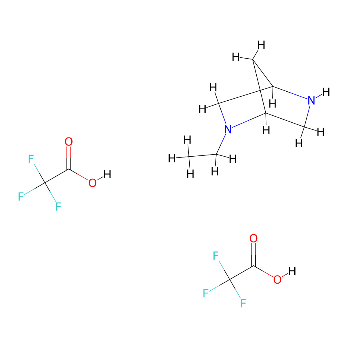 (1S,4S)-2-Ethyl-2,5-diaza-bicyclo[2.2.1]heptane di-trifluoro-acetic acid salt molecular structure, CAS 1208077-97-7