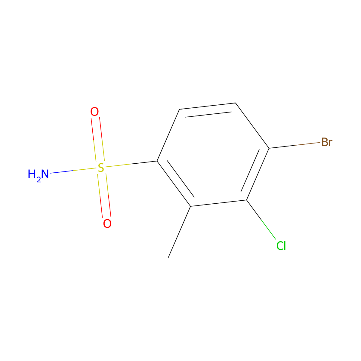 4-Bromo-3-chloro-2-methylbenzenesulfonamide molecular structure, CAS 1208078-06-1