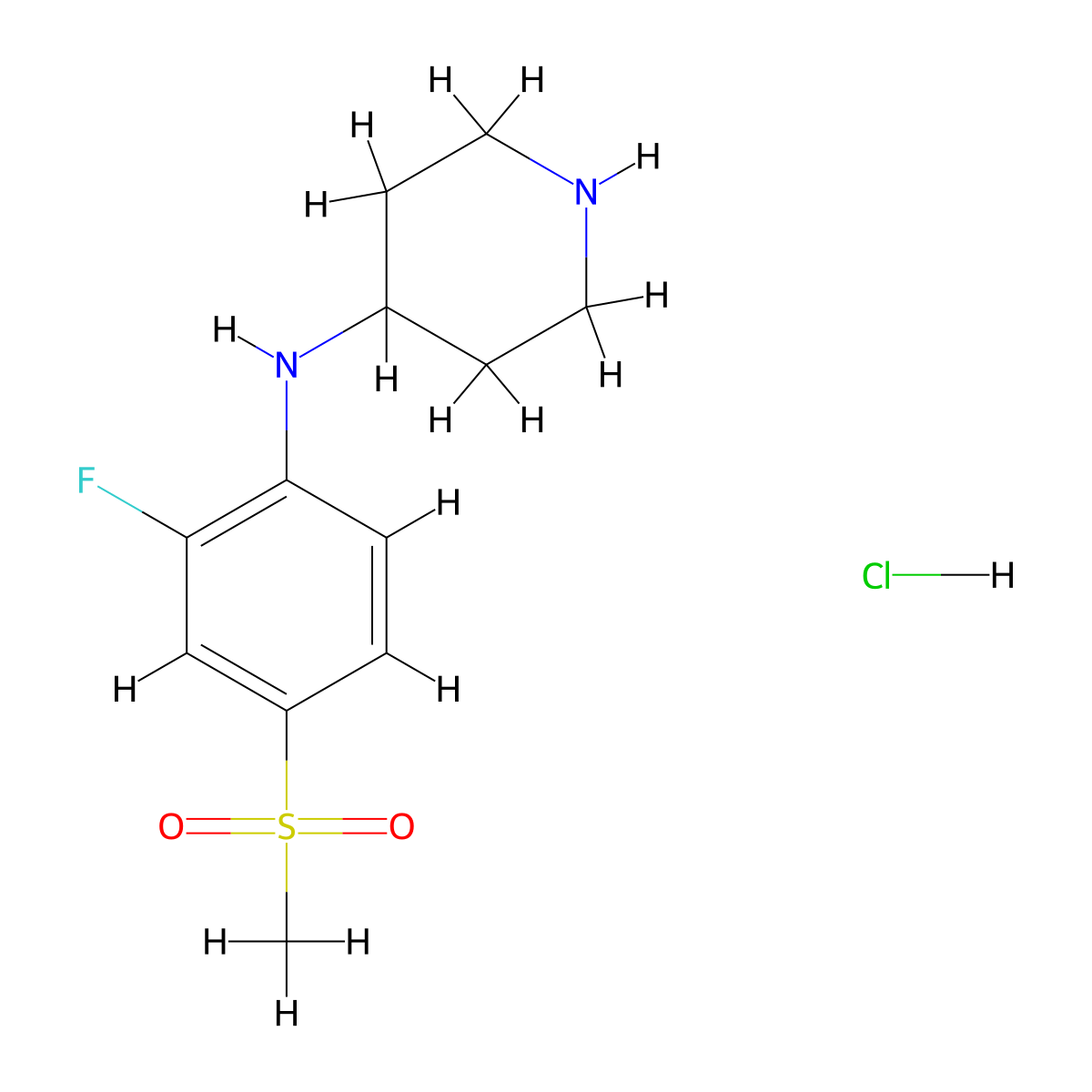 N-[2-Fluoro-4-(methylsulfonyl)phenyl]piperidin-4-amine hydrochloride molecular structure, CAS 1208078-11-8