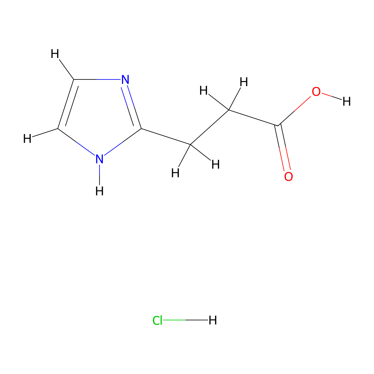 3-(1H-imidazol-2-yl)propanoic acid hydrochloride molecular structure, CAS 1208078-18-5
