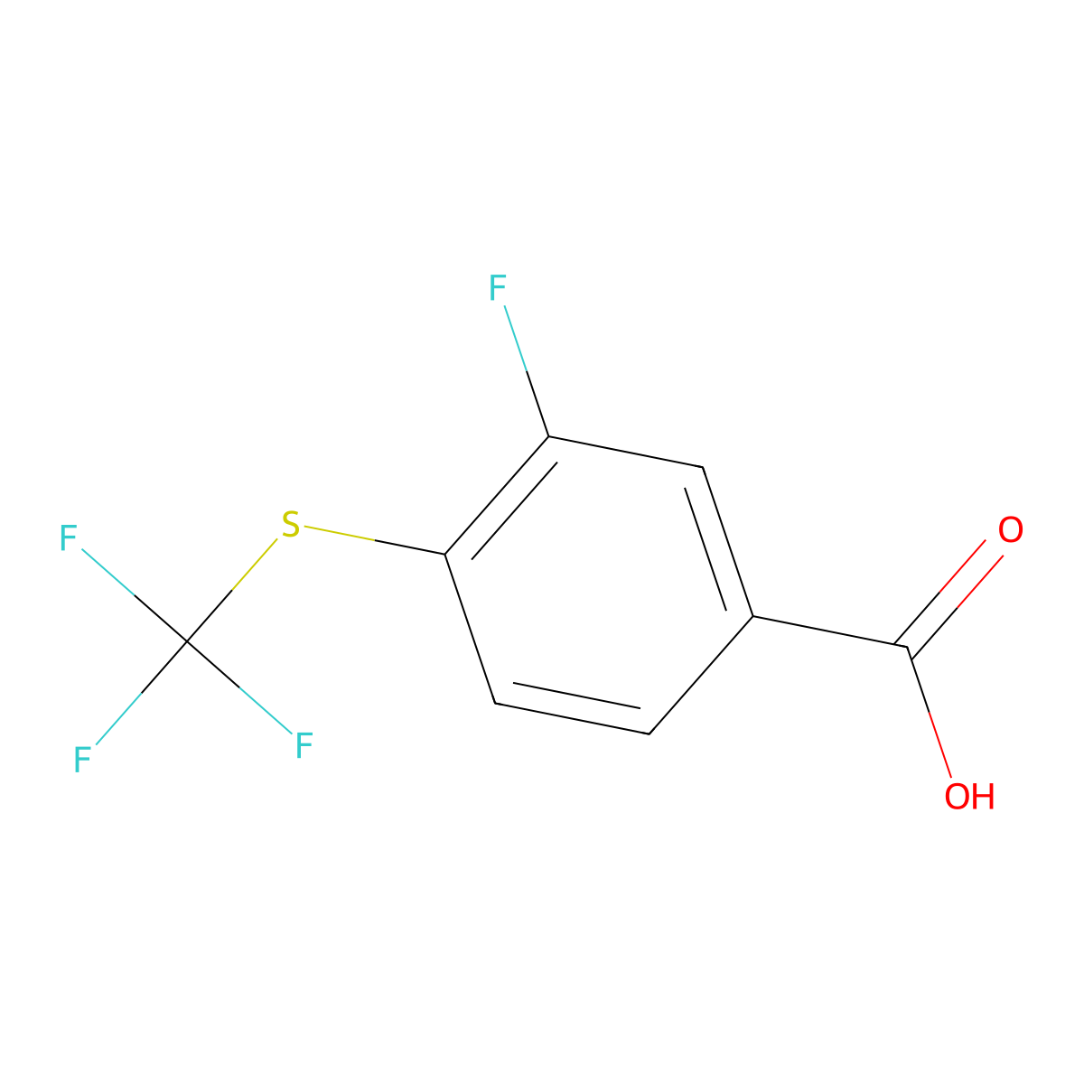3-Fluoro-4-((trifluoromethyl)thio)benzoic acid molecular structure, CAS 1208080-44-7