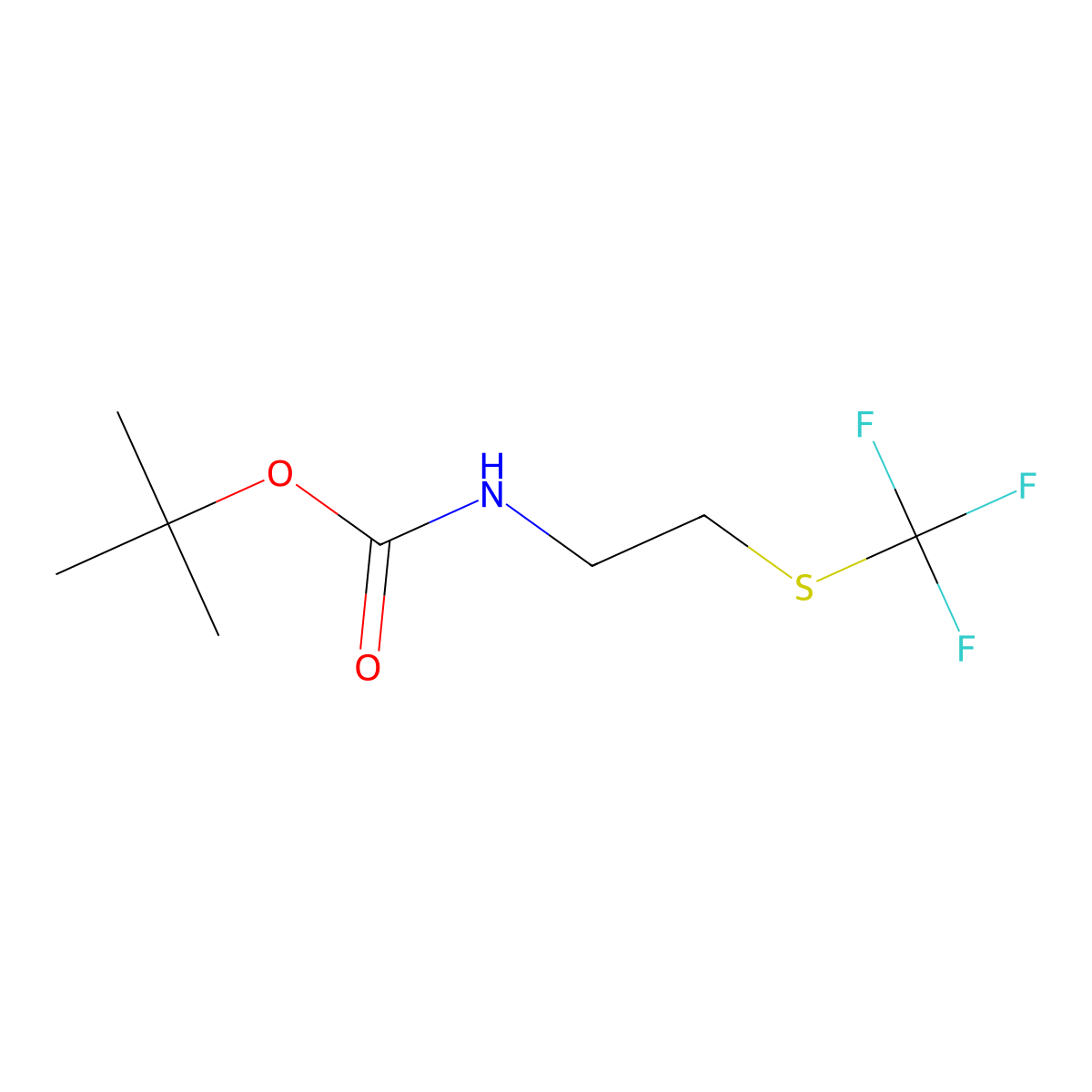 tert-Butyl (2-((trifluoromethyl)thio)ethyl)carbamate molecular structure, CAS 1208080-55-0