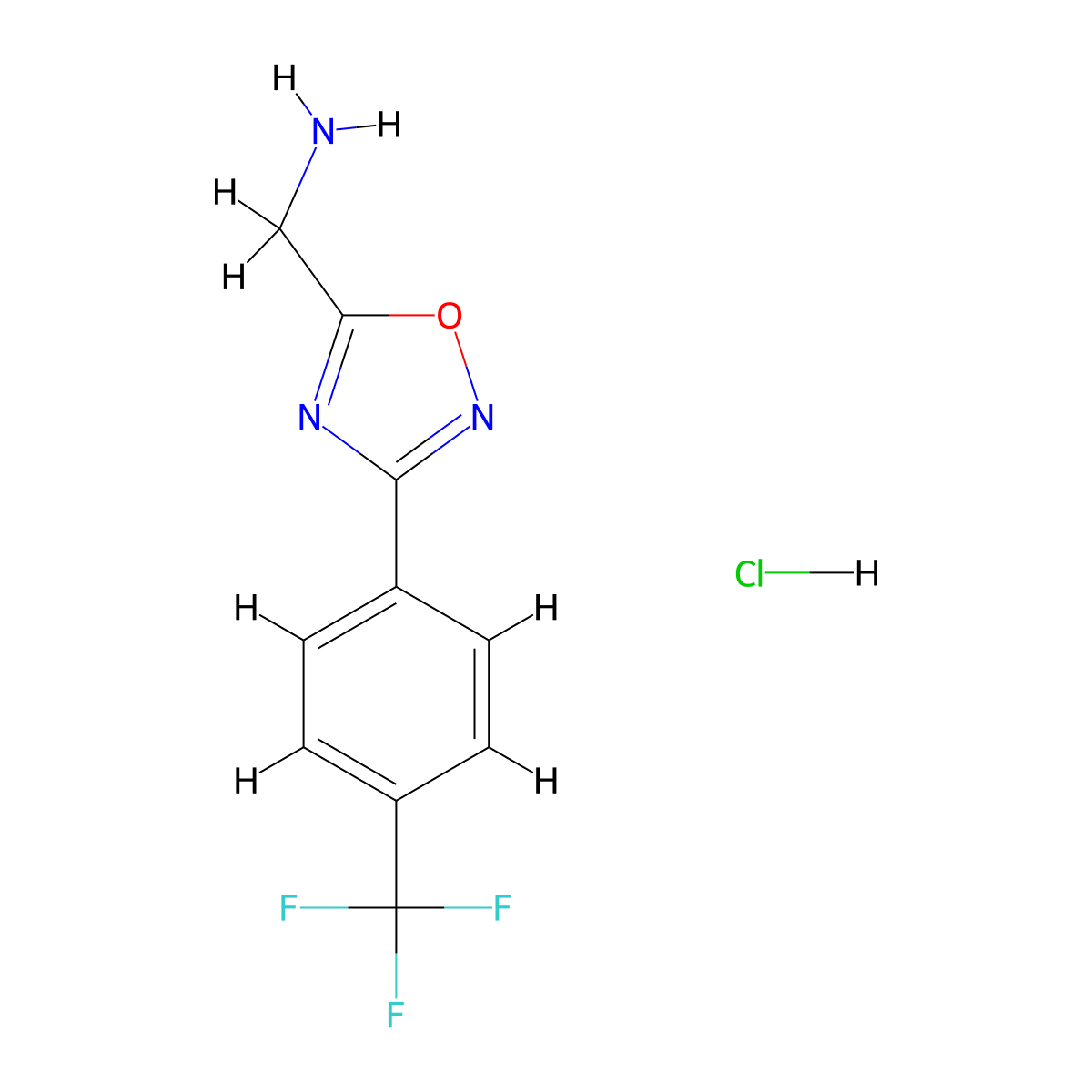 5-Aminomethyl-3-(4-(trifluoromethyl)phenyl)-[1,2,4]oxadiazole hydrochloride molecular structure, CAS 1208081-10-0
