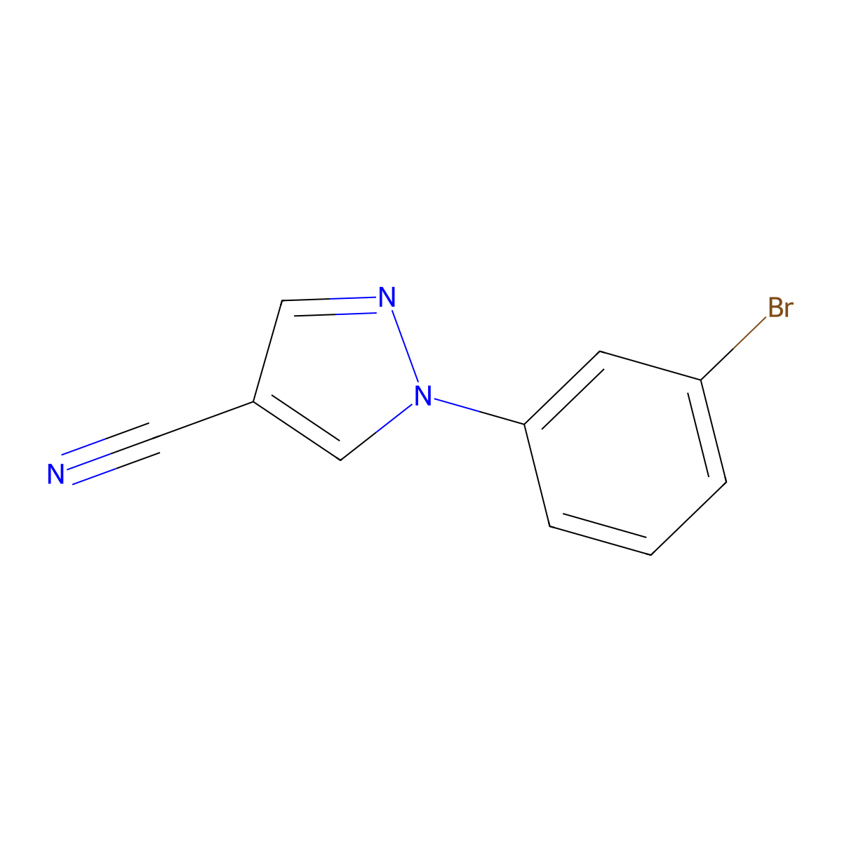 1-(3-bromophenyl)-1H-pyrazole-4-carbonitrile molecular structure, CAS 1208081-18-8