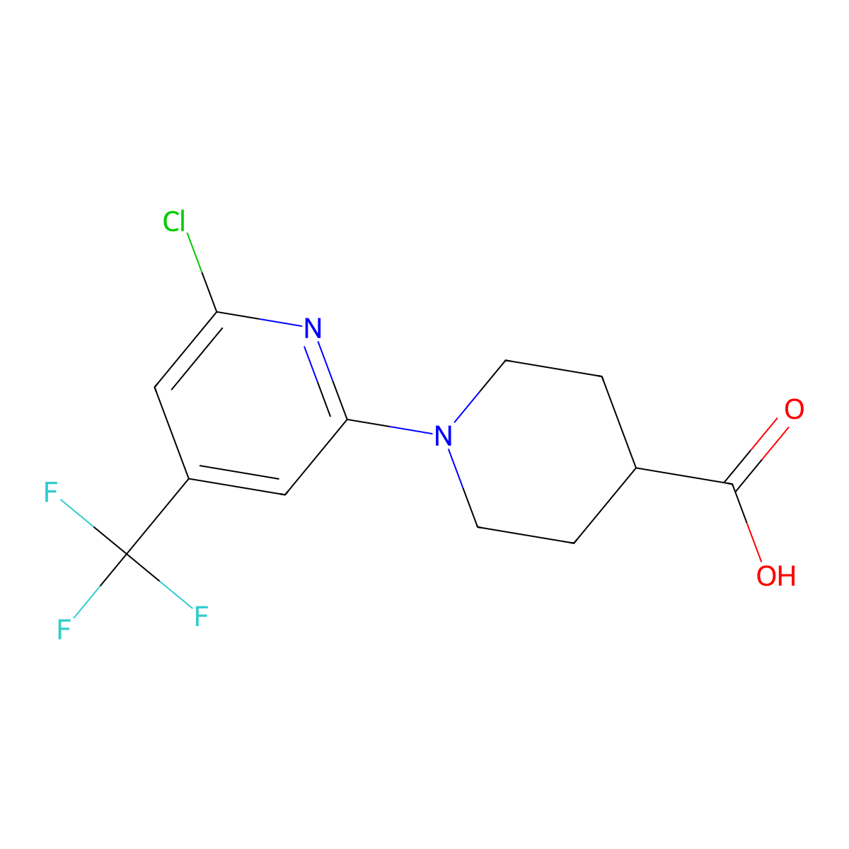 1-(6-Chloro-4-(trifluoromethyl)pyridin-2-yl)piperidine-4-carboxylic acid molecular structure, CAS 1208081-19-9