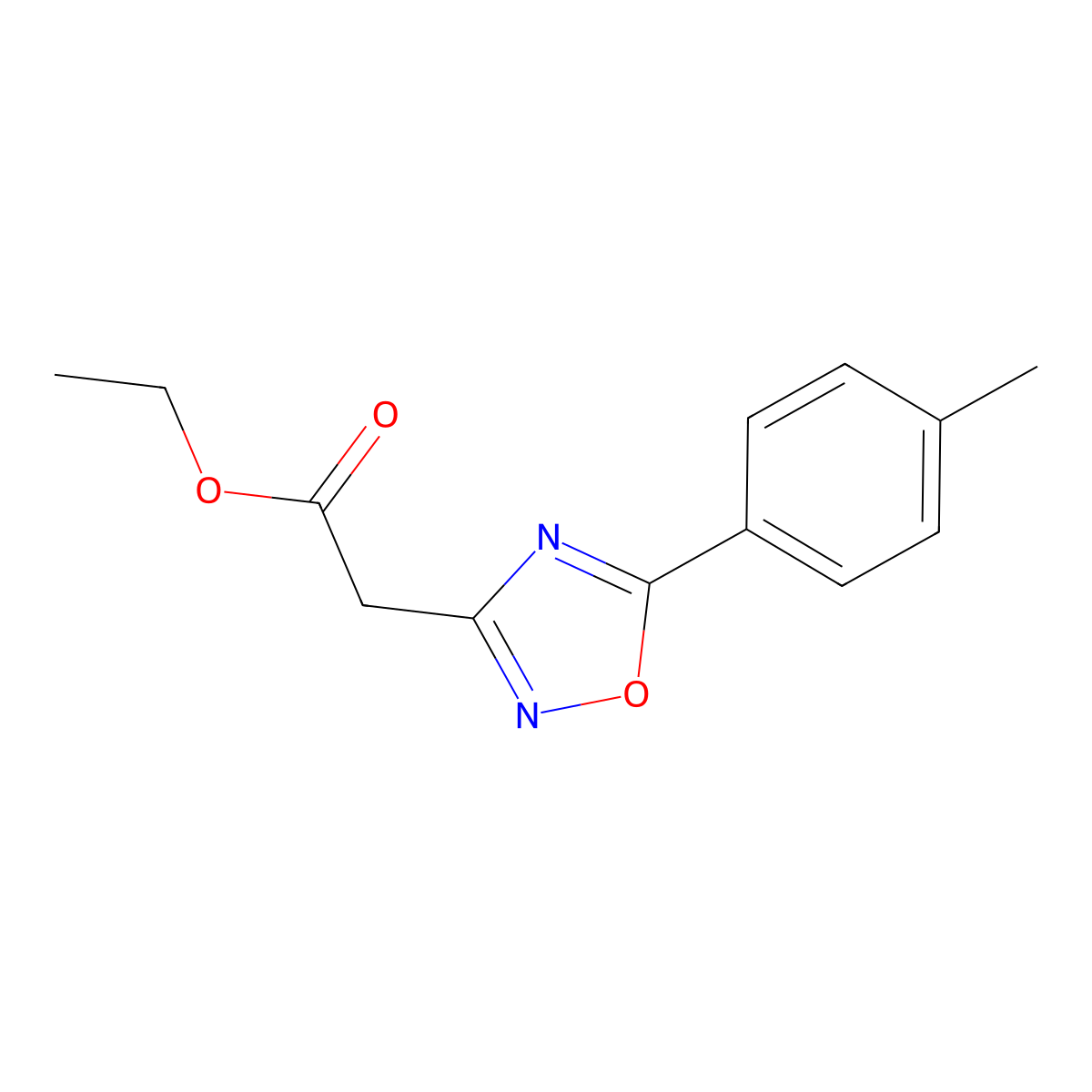 (5-p-Tolyl-[1,2,4]oxadiazol-3-yl)-acetic acid ethyl ester molecular structure, CAS 1208081-20-2