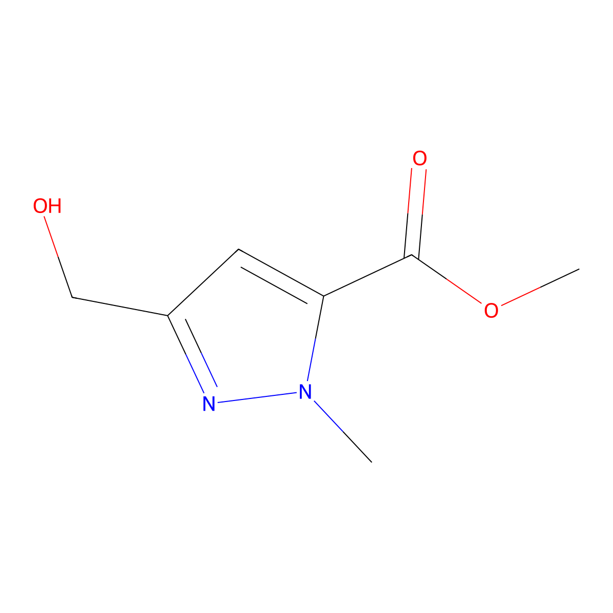 methyl 3-(hydroxymethyl)-1-methyl-1H-pyrazole-5-carboxylate molecular structure, CAS 1208081-25-7