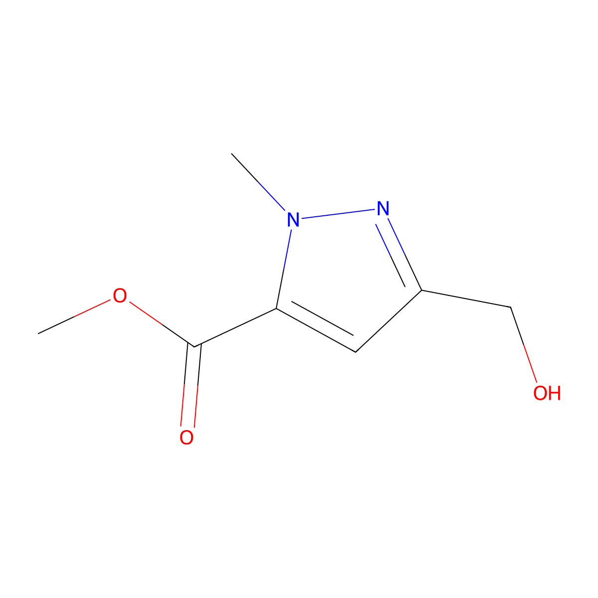 methyl 3-(hydroxymethyl)-1-methyl-1H-pyrazole-5-carboxylate molecular structure, CAS 1208081-25-7