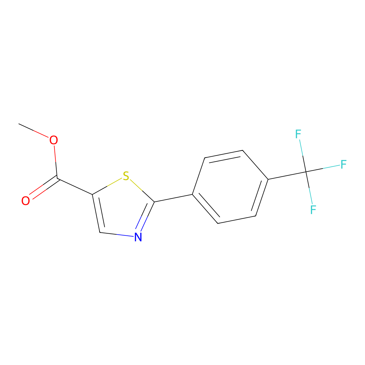 2-(4-Trifluoromethylphenyl)thiazole-5-carboxylic acid methyl ester molecular structure, CAS 1208081-27-9