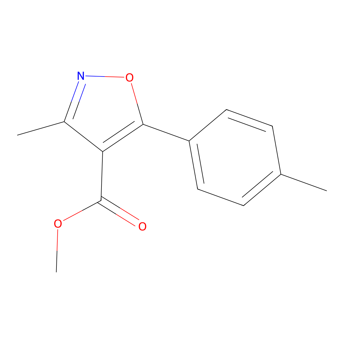 3-Methyl-5-p-tolyl-isoxazole-4-carboxylic acid methyl ester molecular structure, CAS 1208081-29-1