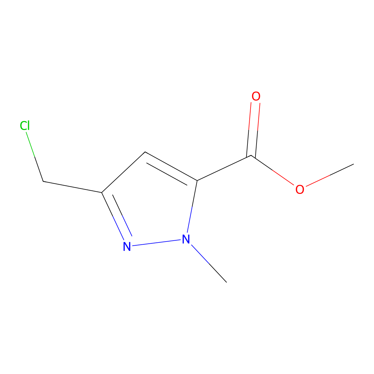 methyl 3-(chloromethyl)-1-methyl-1H-pyrazole-5-carboxylate molecular structure, CAS 1208081-34-8