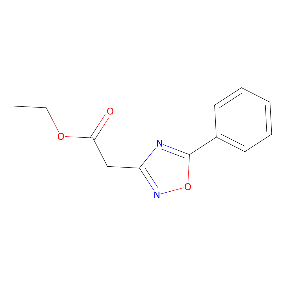 Ethyl 2-(5-phenyl-1,2,4-oxadiazol-3-yl)acetate molecular structure, CAS 1208081-35-9