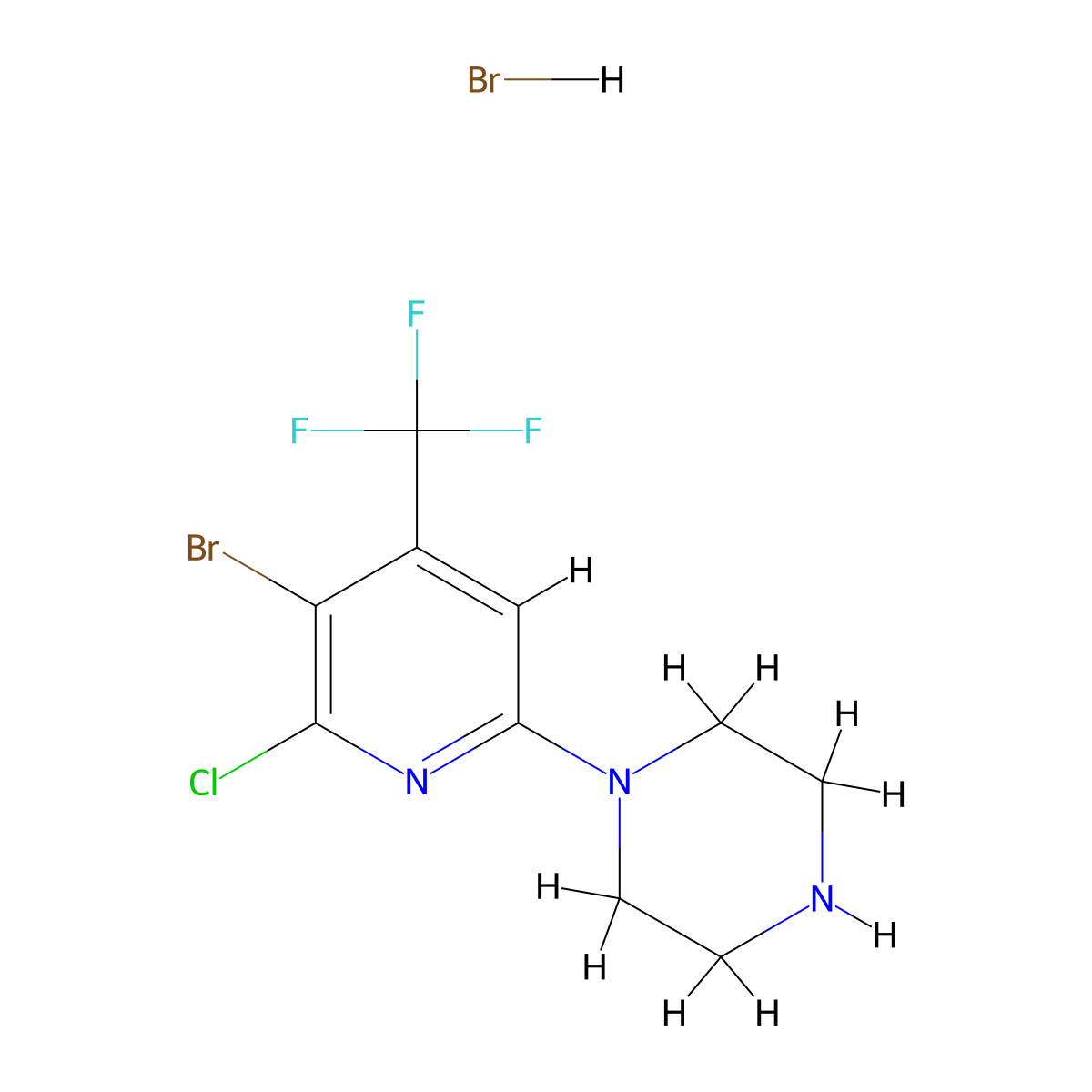 1-(5-Bromo-6-chloro-4-(trifluoromethyl)pyridin-2-yl)piperazine hydrobromide molecular structure, CAS 1208081-40-6
