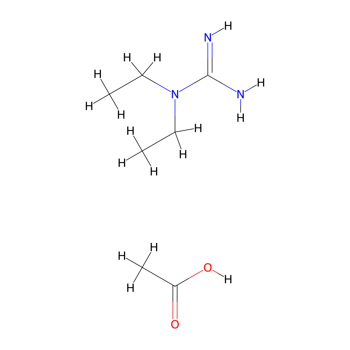 N,N-Diethylguanidinium acetate molecular structure, CAS 1208081-42-8
