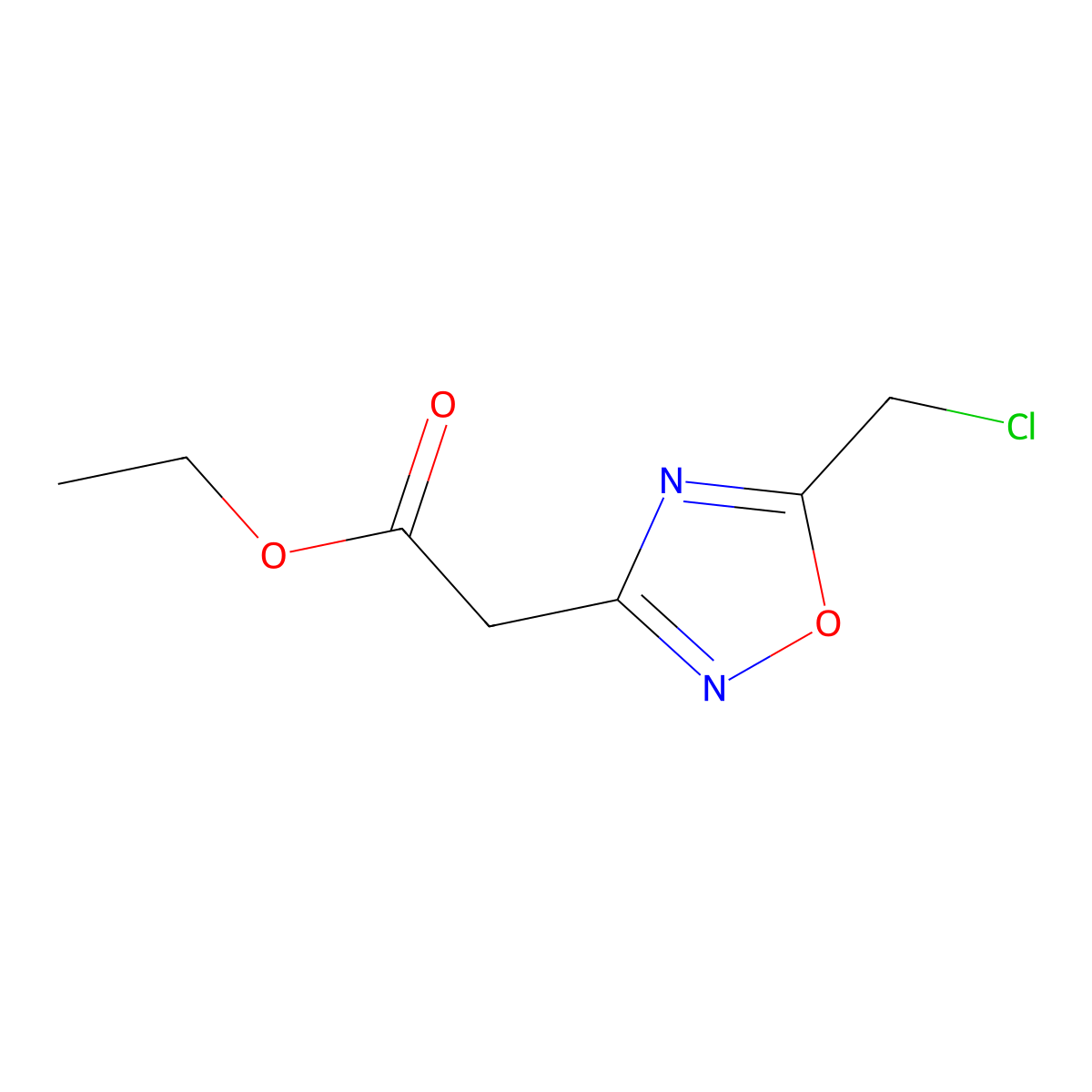 (5-Chloromethyl-[1,2,4]oxadiazol-3-YL)-acetic acid ethyl ester molecular structure, CAS 1208081-49-5