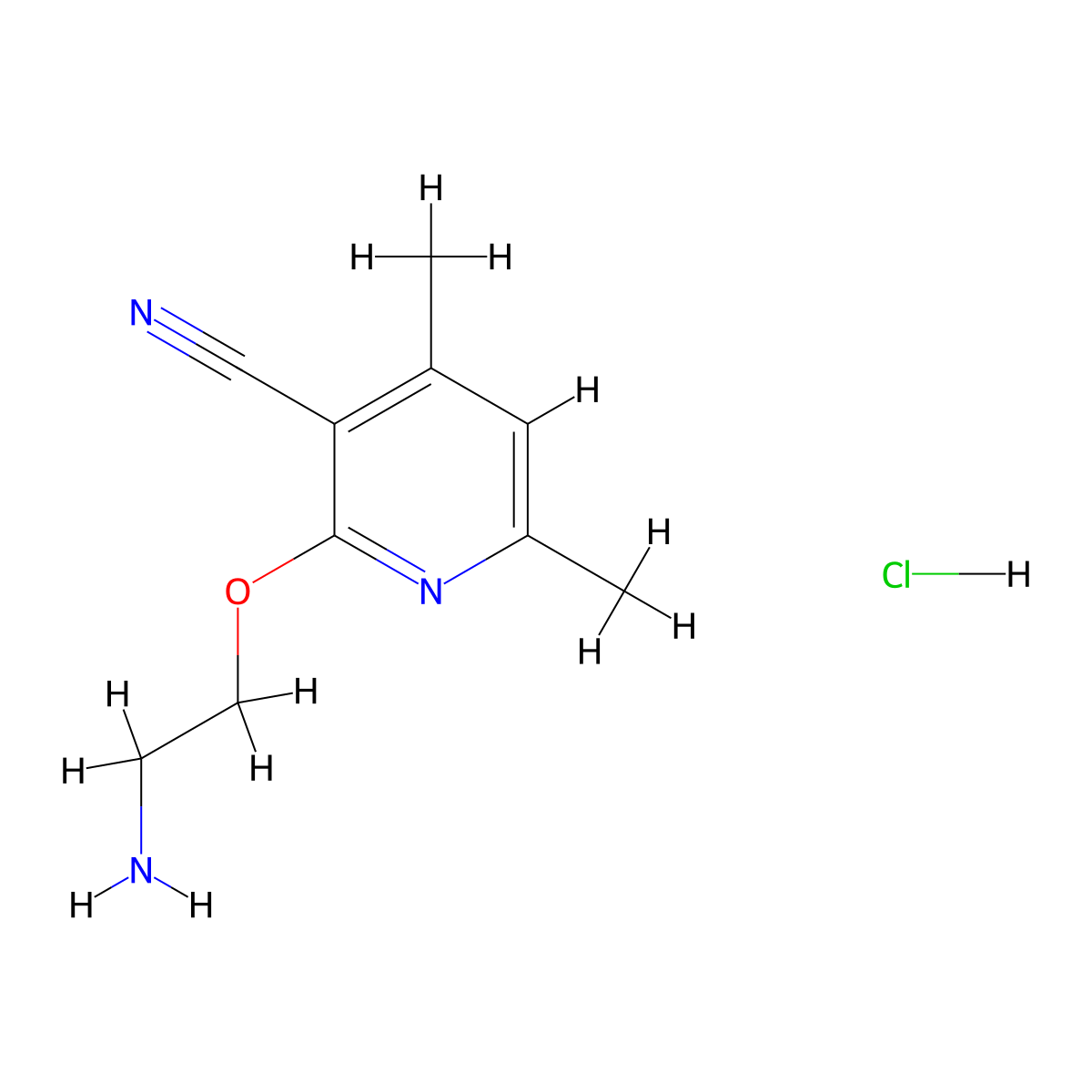 2-(2-Aminoethoxy)-4,6-dimethylnicotinonitrile hydrochloride molecular structure, CAS 1208081-50-8