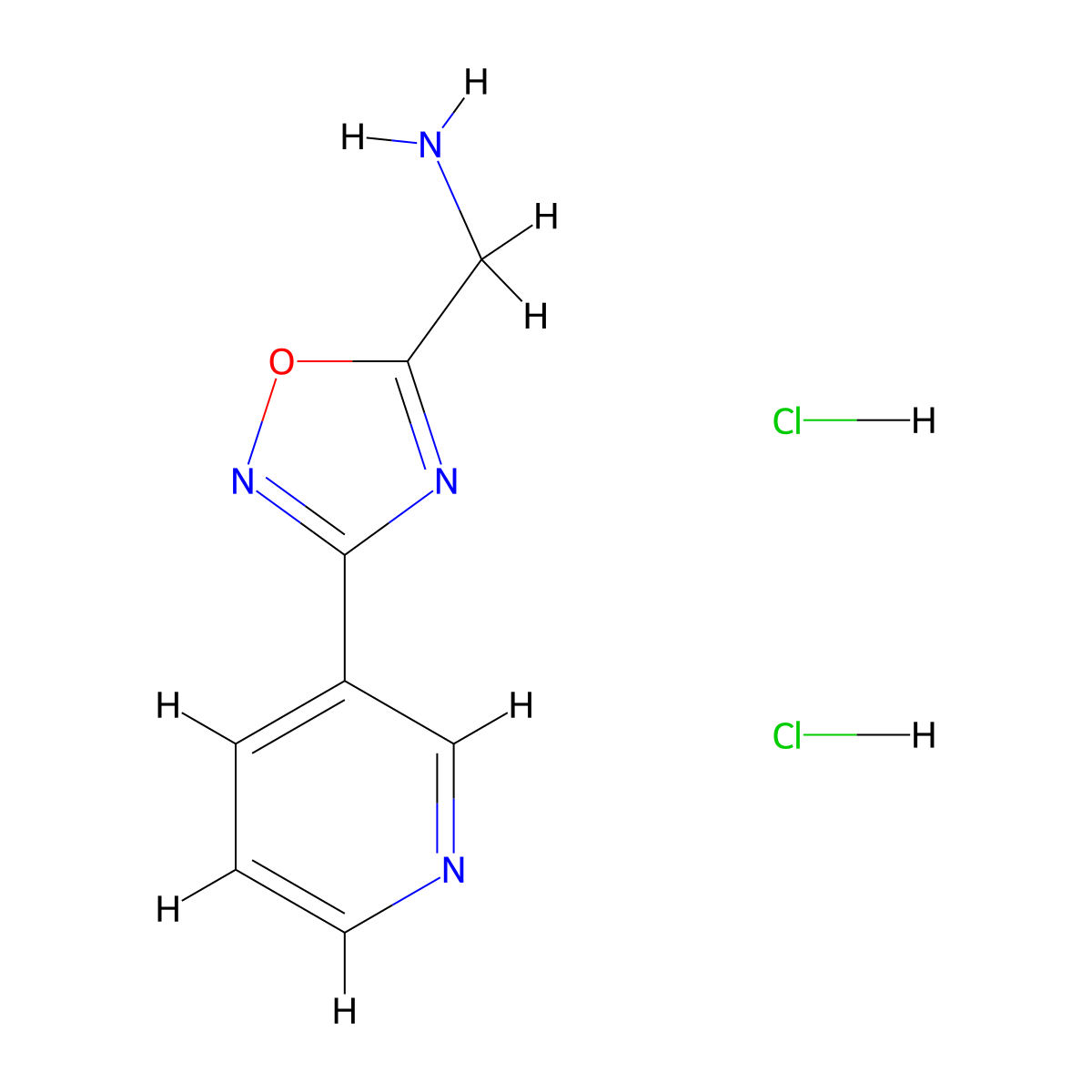 (3-(Pyridin-3-yl)-1,2,4-oxadiazol-5-yl)methanamine dihydrochloride molecular structure, CAS 1208081-52-0