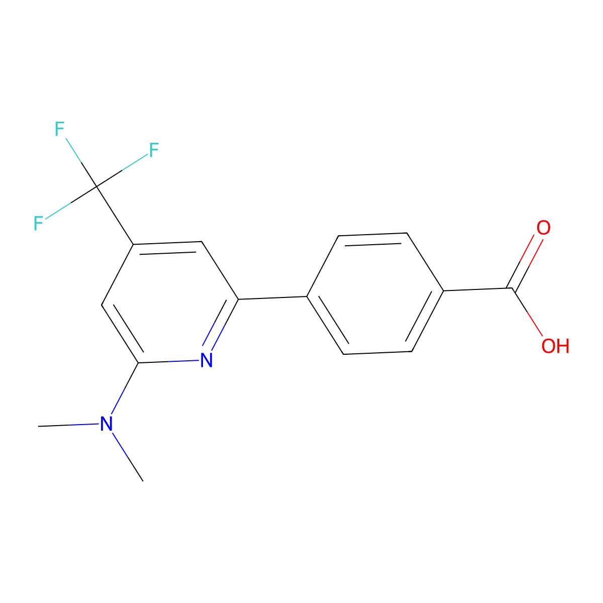 4-(6-Dimethylamino-4-trifluoromethyl-pyridin-2-yl)-benzoic acid molecular structure, CAS 1208081-55-3