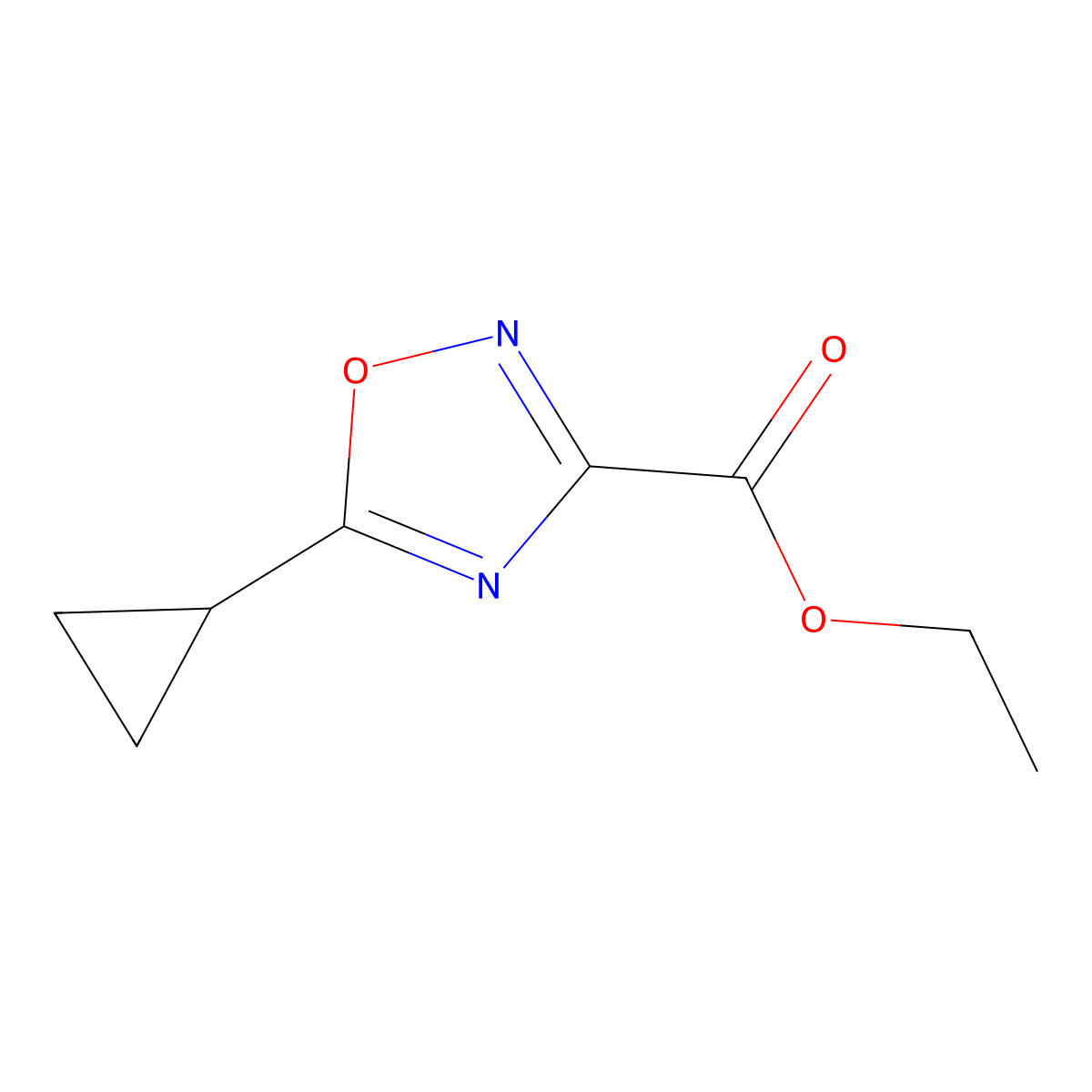 Ethyl 5-cyclopropyl-1,2,4-oxadiazole-3-carboxylate molecular structure, CAS 1208081-59-7