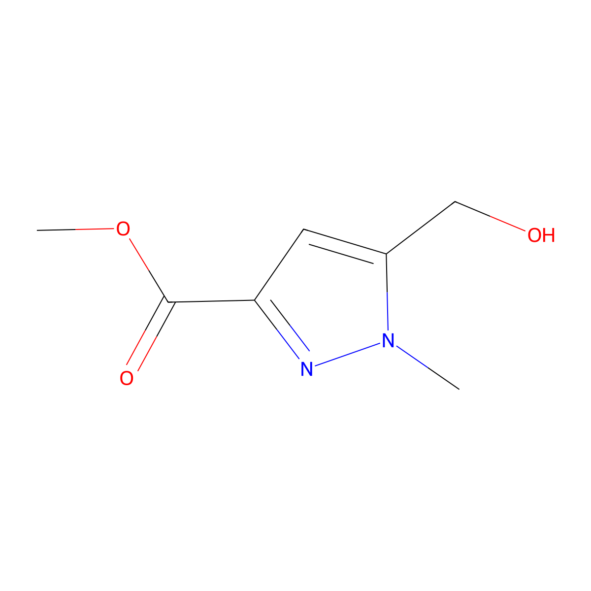 methyl 5-(hydroxymethyl)-1-methyl-1H-pyrazole-3-carboxylate molecular structure, CAS 1208081-63-3