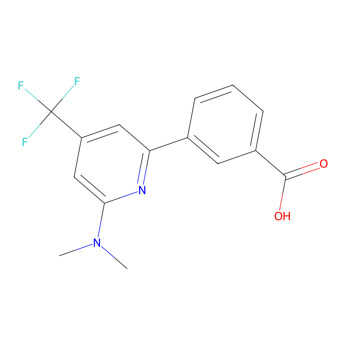 3-(6-Dimethylamino-4-trifluoromethyl-pyridin-2-YL)-benzoic acid molecular structure, CAS 1208081-69-9