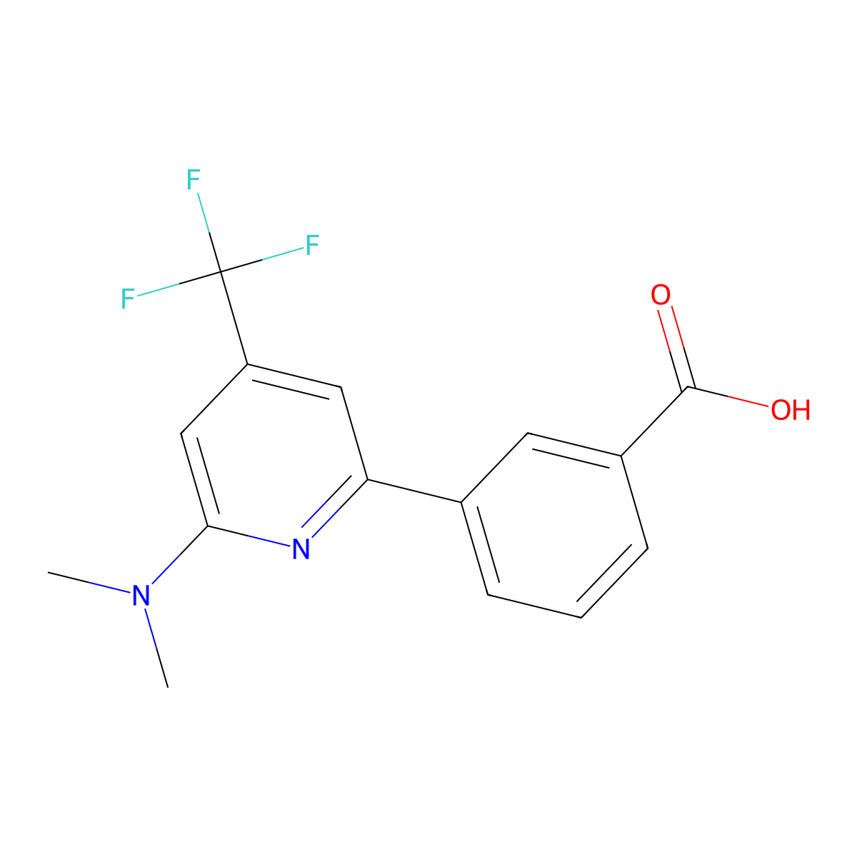 3-(6-Dimethylamino-4-trifluoromethyl-pyridin-2-YL)-benzoic acid molecular structure, CAS 1208081-69-9