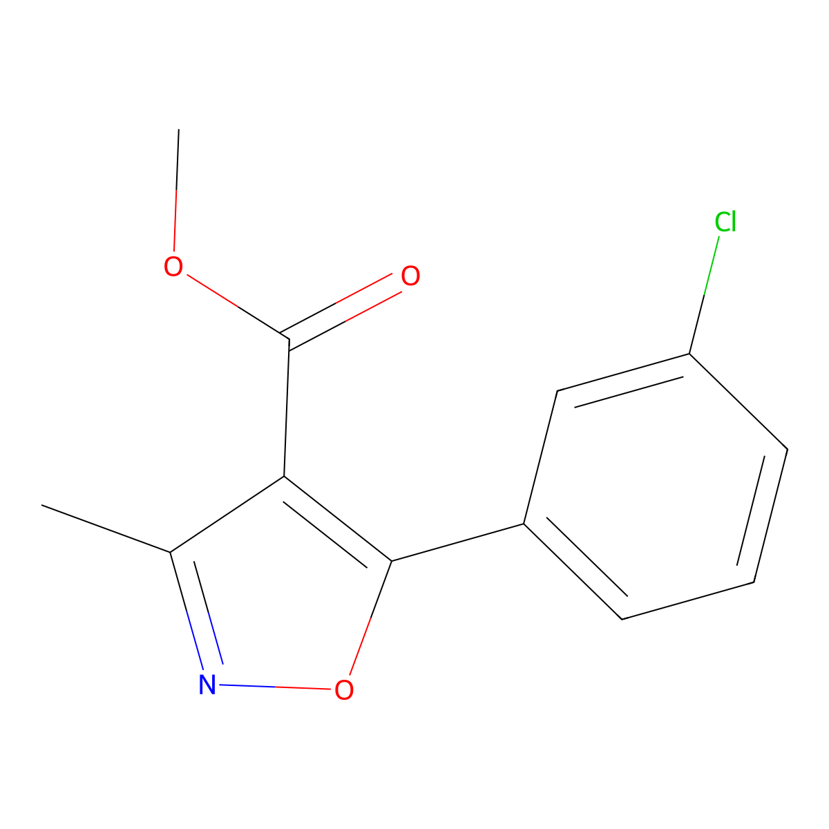 5-(3-Chloro-phenyl)-3-methyl-isoxazole-4-carboxylic acid methyl ester molecular structure, CAS 1208081-71-3