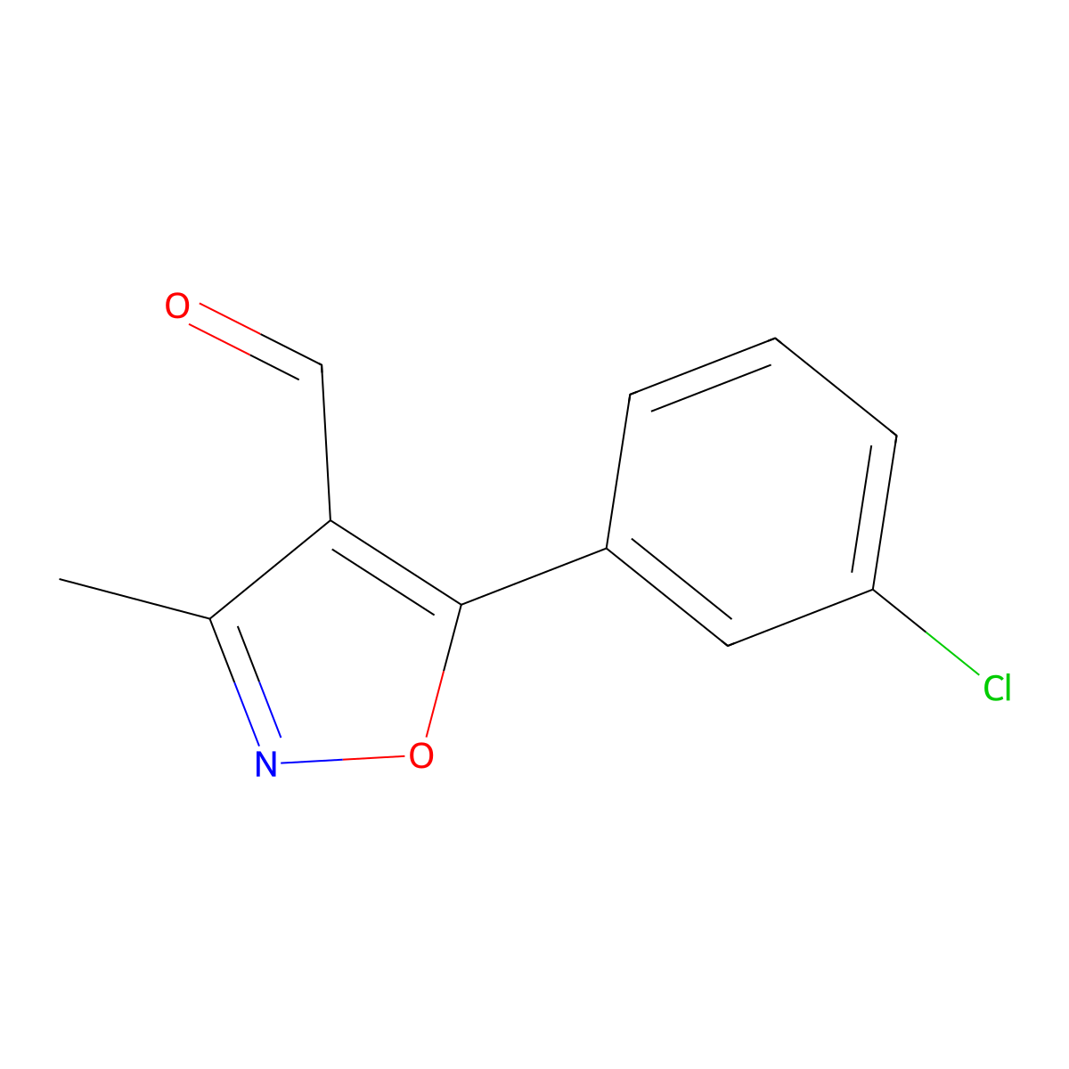 5-(3-Chloro-phenyl)-3-methyl-isoxazole-4-carbaldehyde molecular structure, CAS 1208081-72-4
