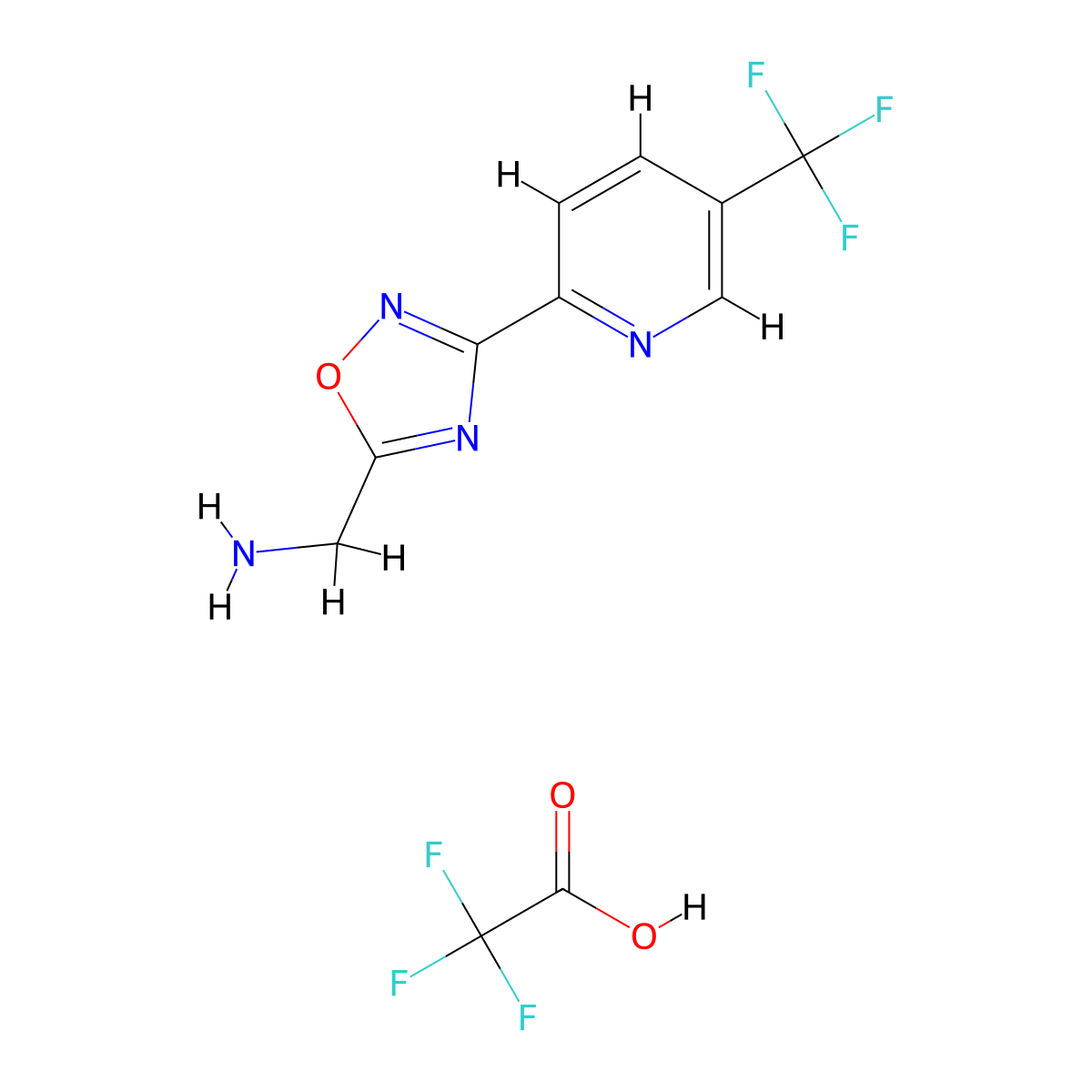 1-{3-[5-(Trifluoromethyl)pyridin-2-yl]-1,2,4-oxadiazol-5-yl}methanamine trifluoroacetate molecular structure, CAS 1208081-75-7
