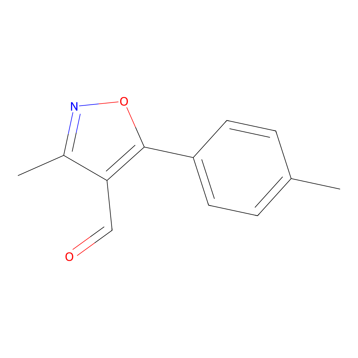 3-Methyl-5-p-tolyl-isoxazole-4-carbaldehyde molecular structure, CAS 1208081-78-0