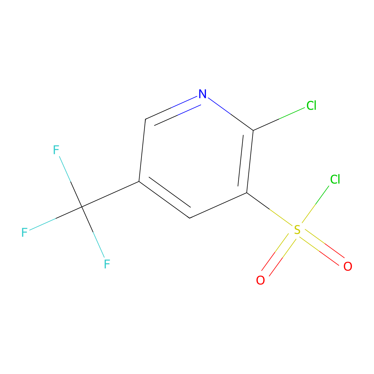 2-Chloro-5-(trifluoromethyl)pyridine-3-sulfonyl chloride molecular structure, CAS 1208081-79-1
