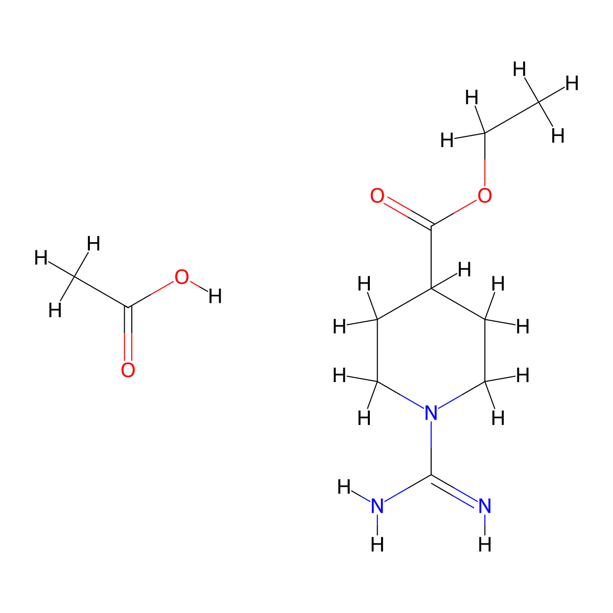 Ethyl 1-carbamimidoylpiperidine-4-carboxylate acetate molecular structure, CAS 1208081-80-4