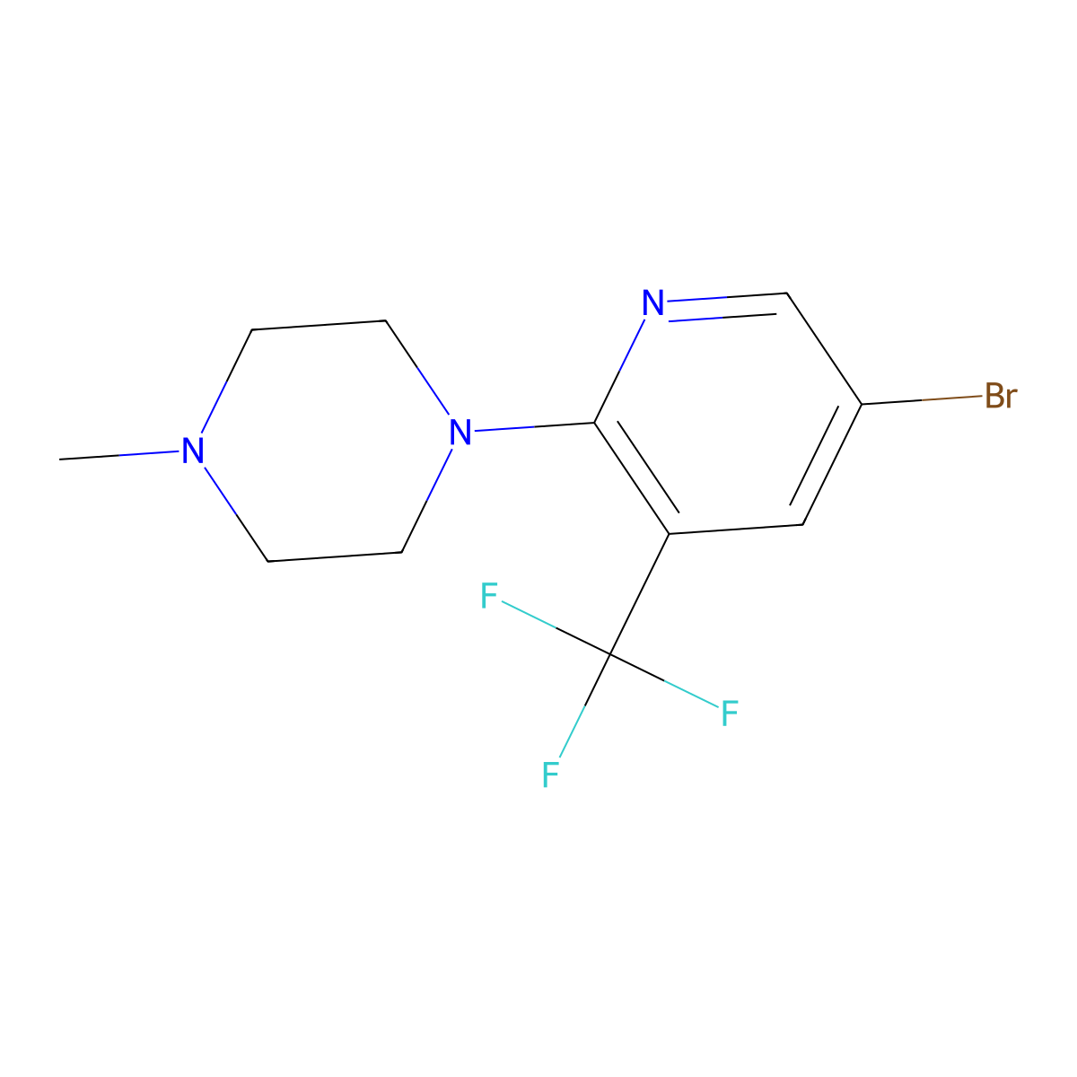 1-[5-Bromo-3-(trifluoromethyl)pyridin-2-yl]-4-methylpiperazine molecular structure, CAS 1208081-84-8
