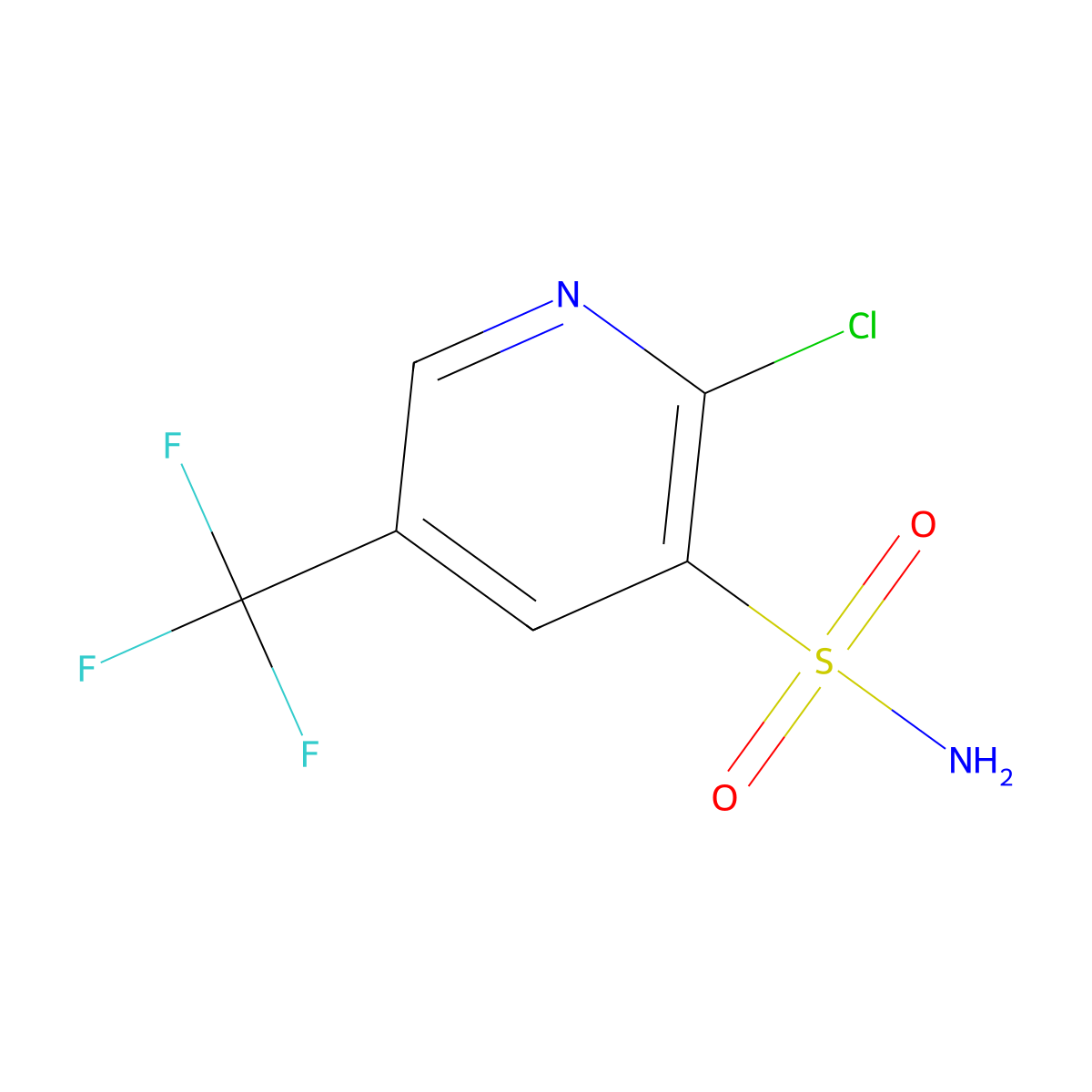 2-Chloro-5-(trifluoromethyl)pyridine-3-sulfonamide molecular structure, CAS 1208081-89-3