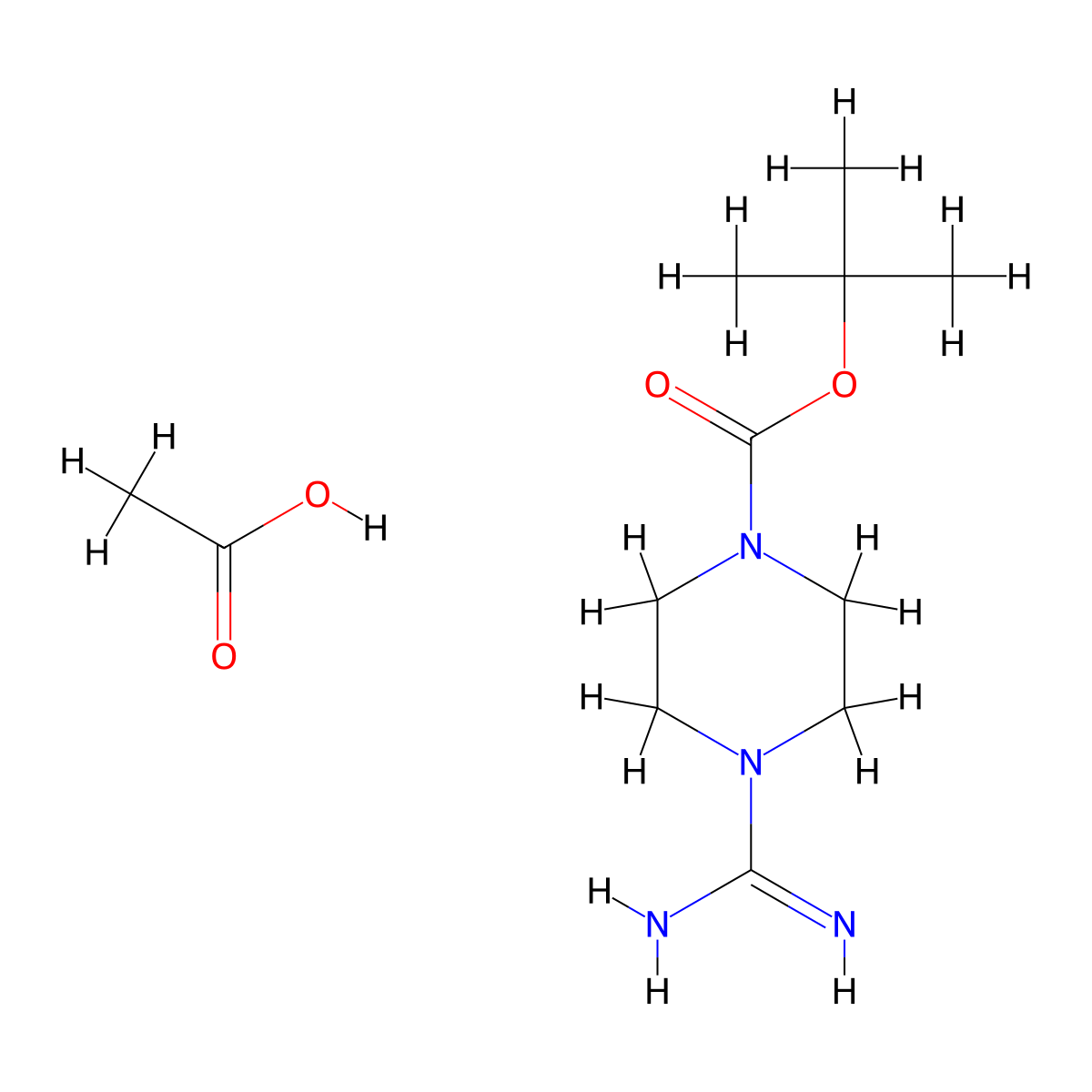 1-Tert-butyloxycarbonyl-4-carbamimidoylpiperazine acetate molecular structure, CAS 1208081-93-9