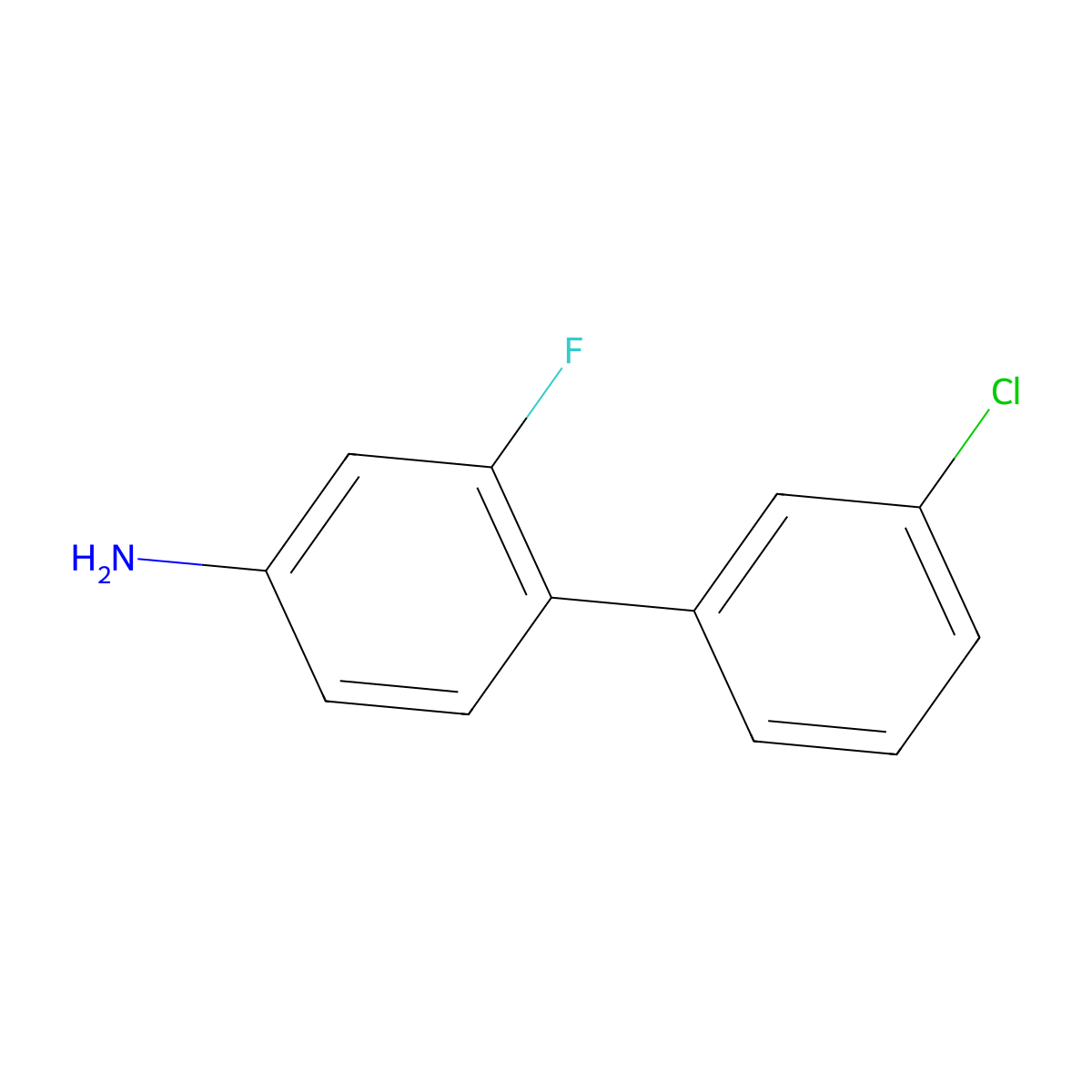 3'-Chloro-2-fluoro[1,1'-biphenyl]-4-amine molecular structure, CAS 1208083-24-2