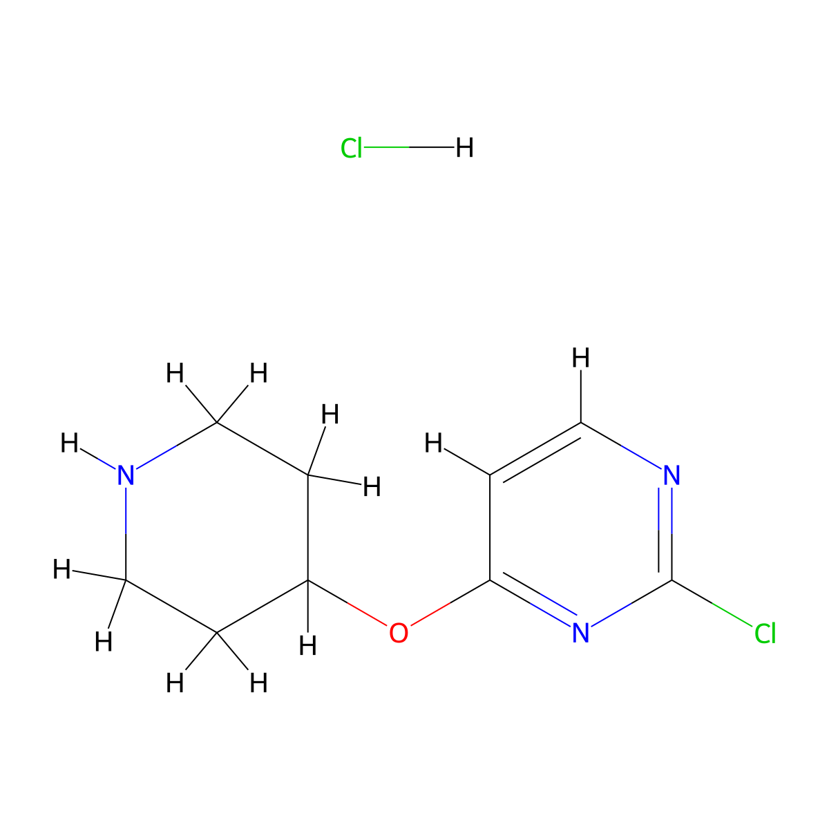 2-Chloro-4-(piperidin-4-yloxy)pyrimidine hydrochloride molecular structure, CAS 1208083-45-7