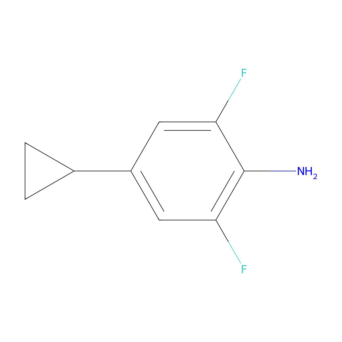 4-Cyclopropyl-2,6-difluoroaniline molecular structure, CAS 1208085-38-4