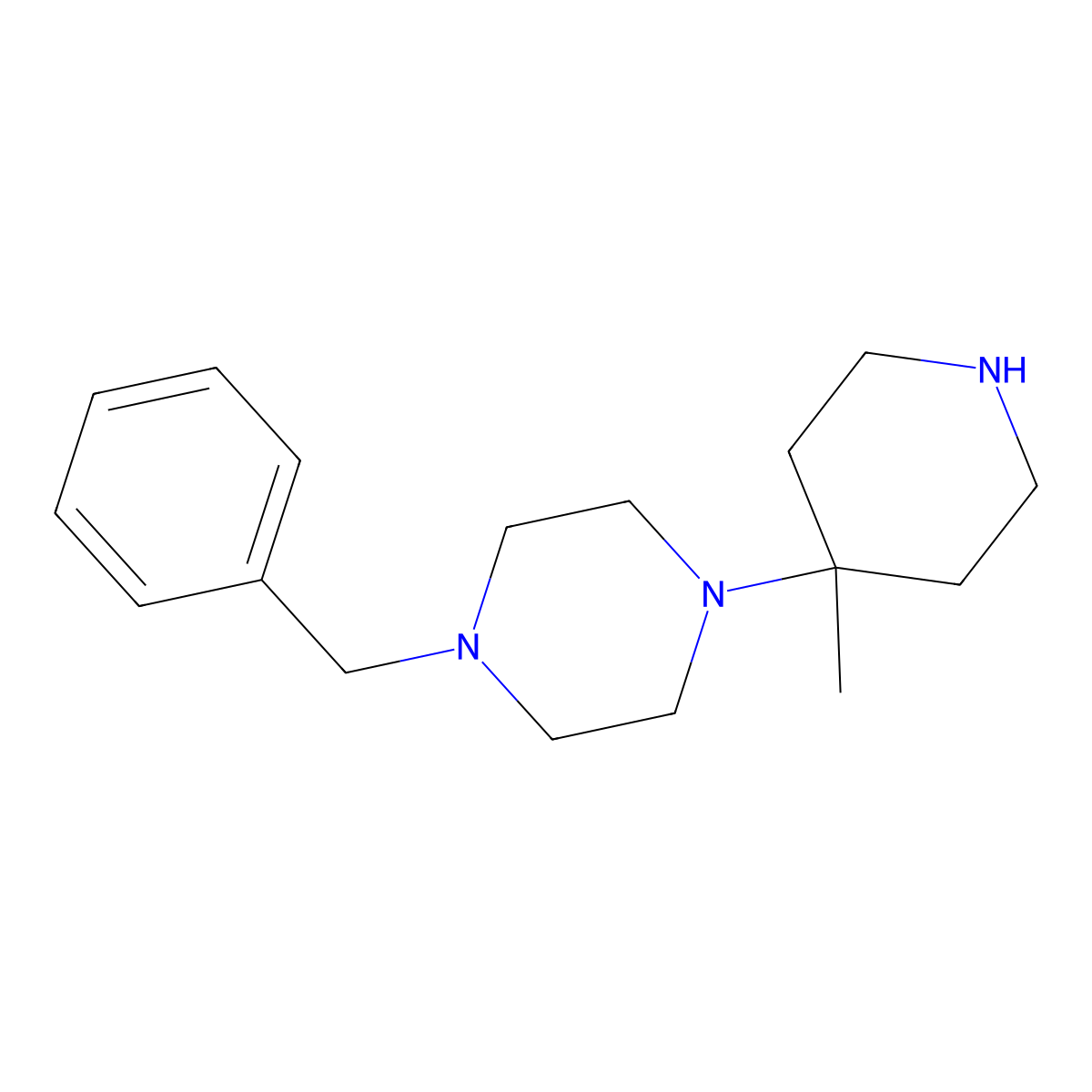 1-Benzyl-4-(4-methylpiperidin-4-yl)piperazine molecular structure, CAS 1208089-34-2