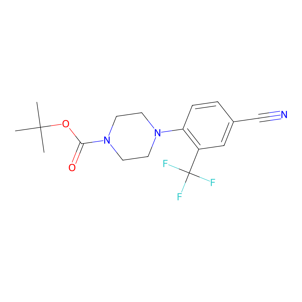 tert-Butyl 4-(4-cyano-2-(trifluoromethyl)phenyl)piperazine-1-carboxylate molecular structure, CAS 1208089-38-6
