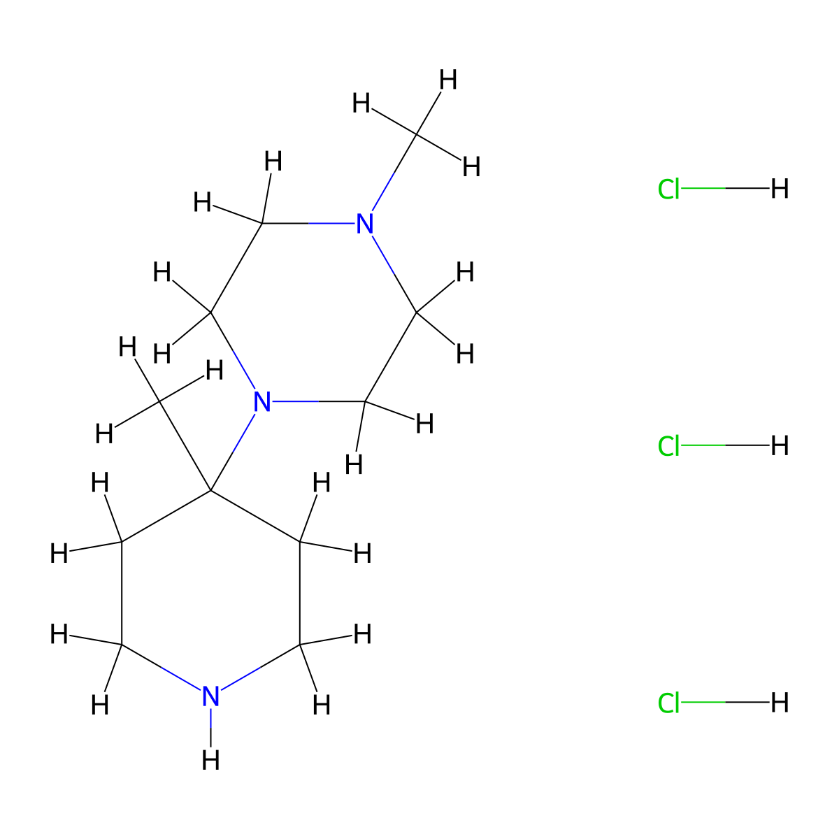 1-Methyl-4-(4-methylpiperidin-4-yl)piperazine trihydrochloride molecular structure, CAS 1208089-44-4