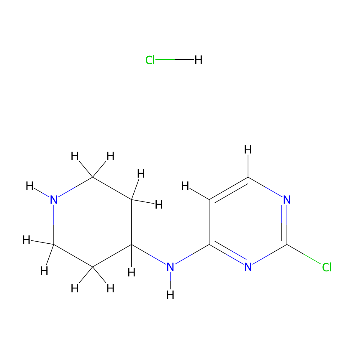 2-Chloro-N-piperidin-4-ylpyrimidin-4-amine hydrochloride molecular structure, CAS 1208091-61-5