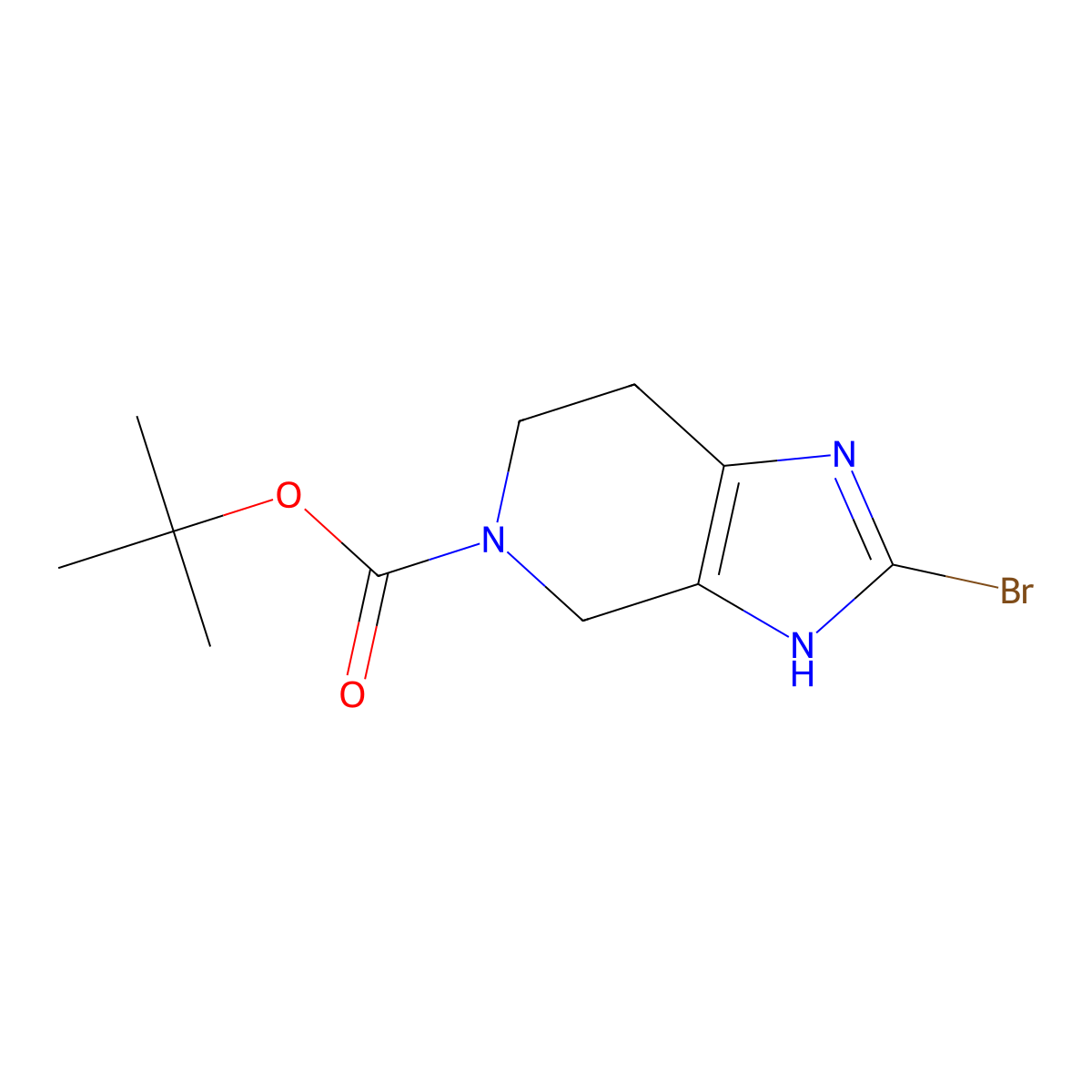 tert-butyl 2-bromo-3H,4H,5H,6H,7H-imidazo[4,5-c]pyridine-5-carboxylate molecular structure, CAS 1208098-53-6
