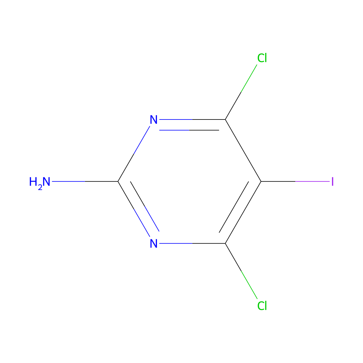 4,6-Dichloro-5-iodopyrimidin-2-amine molecular structure, CAS 1208108-99-9